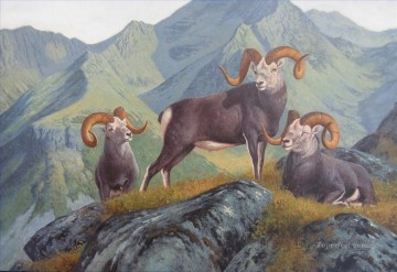 羊飼い Painting - 山のヤギ